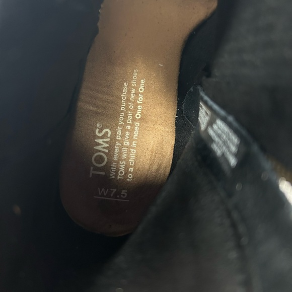 Tom’s Majorca Black Suede Boho Peep Toe Block Heel Bootie Size 7.5 - Picture 4 of 10